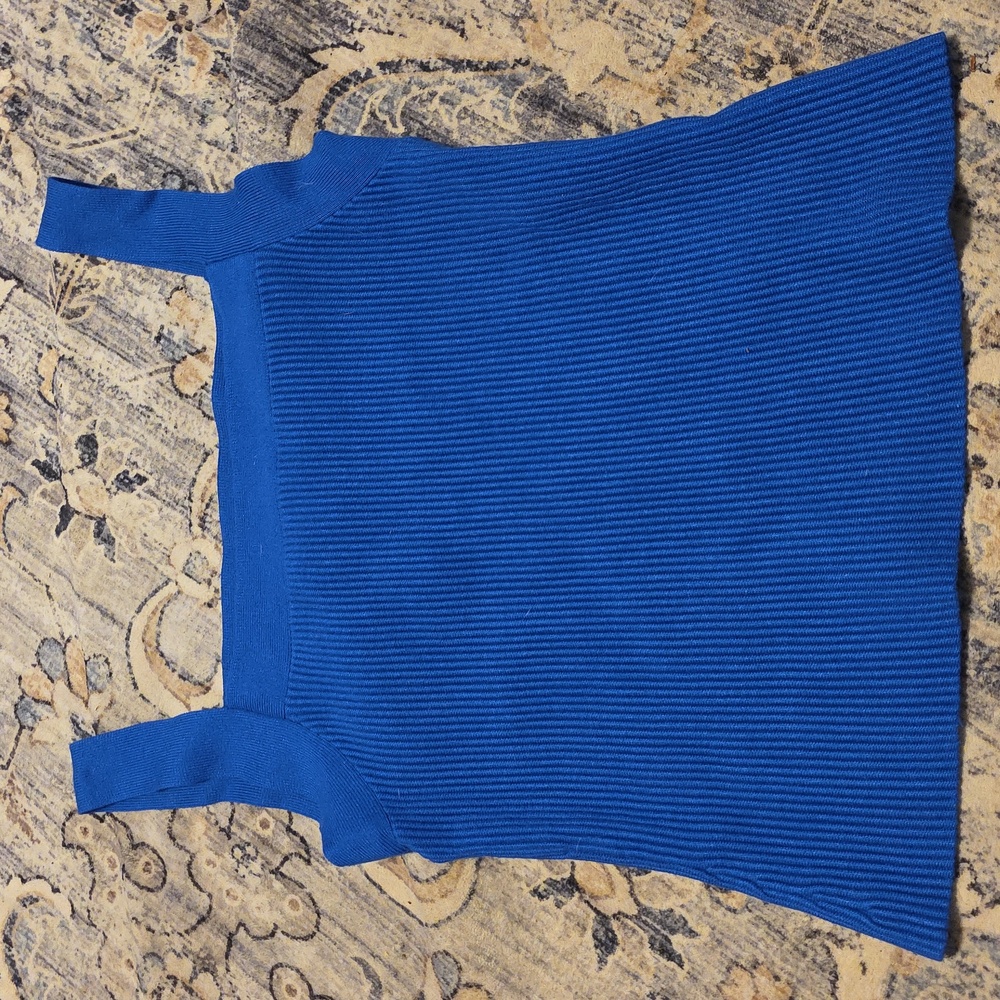Nine West Royal Blue Ribbed Women's Sweater Tank LN L